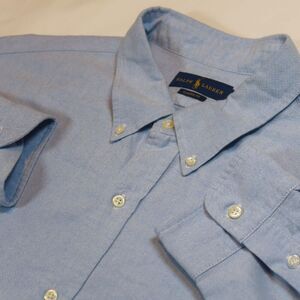 Ralph Lauren Mens Chambray Button up shirt 2xl Long Sleeve Preppy Cottage Blue